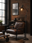 Industrial Style Floor Lamp with Cage Shade and Metal Stand